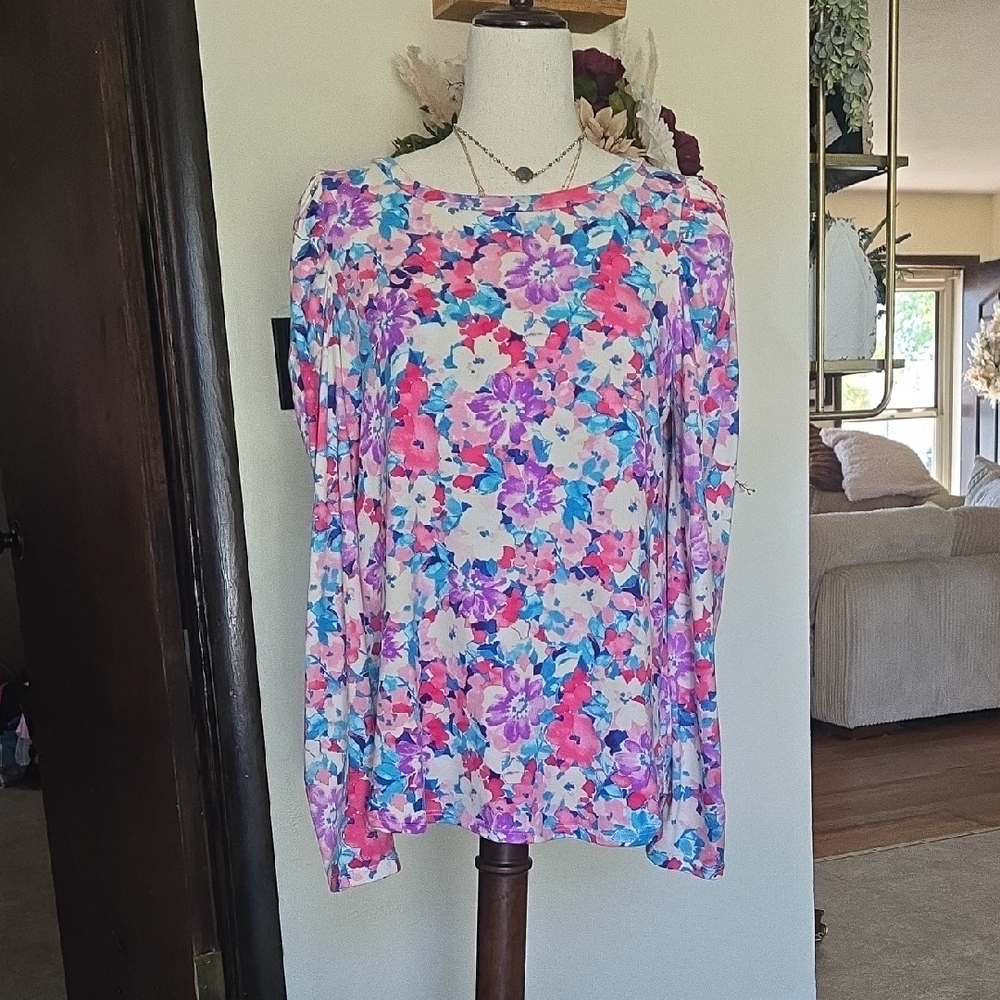 BiBi Floral Women's Blouse - Pink and Purple